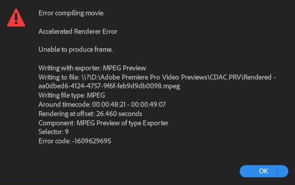 accelerated renderer error media encoder